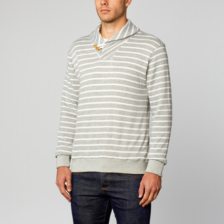 Terry Shawl Collar Pullover // Grey Stripe (S)