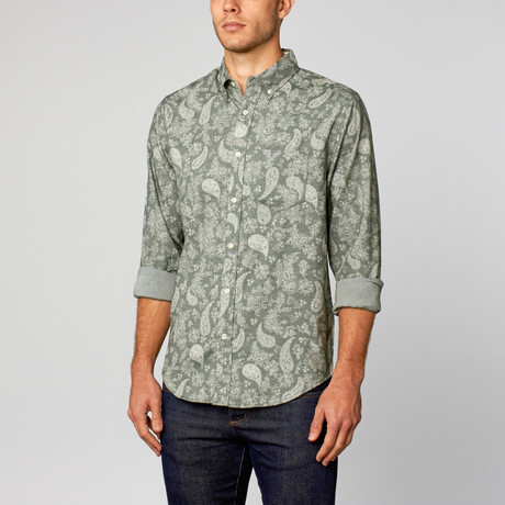 Paisley Flannel Long-Sleeve Shirt // Slate (S)