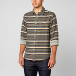 Heavy Flannel Striped Shirt // Turquoise + Tan (M)