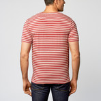 Heather Stripe Henley Tee // Red (XL)