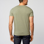 Heather Henley Tee // Green Stripe (S)