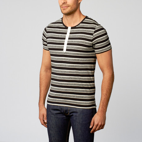 Heather Henley Tee // Charcoal Stripe (S)