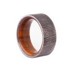 Damascus Steel + Wood Ring (Size 6)