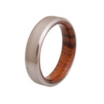 Titanium + Olive Wood Ring // Beveled Edge (Size 6)
