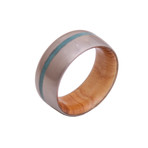 Turquoise + Olive Wood Ring (Size 6)