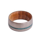 Turquoise + Olive Wood Ring (Size 6)