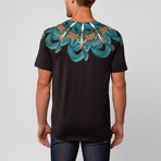 Teal Looped Snake Tee // Black (S)