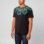 Teal Looped Snake Tee // Black (S)