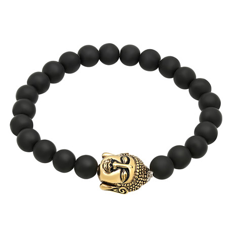 Buddha Lava Bracelet // Black + Gold