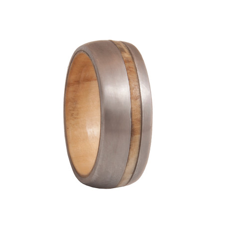 Titanium + Olive Wood Ring (Size 6)