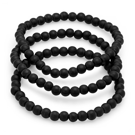 Lava Beaded Bracelets // Black // Set of 3