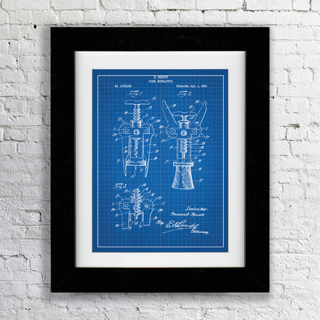 Cork Extractor // Blue Grid (11"W x 17"H x 0.75"D // Matted)