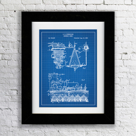 Brewing Beer // Blue Grid (11"W x 17"H x 0.75"D // Matted)