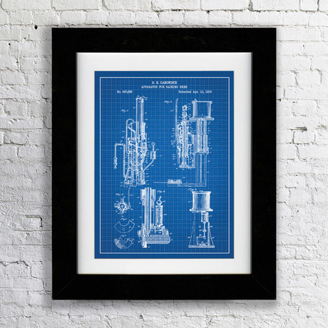 Apparatus for Racking Beer // Blue Grid (11"W x 17"H x 0.75"D // Matted)