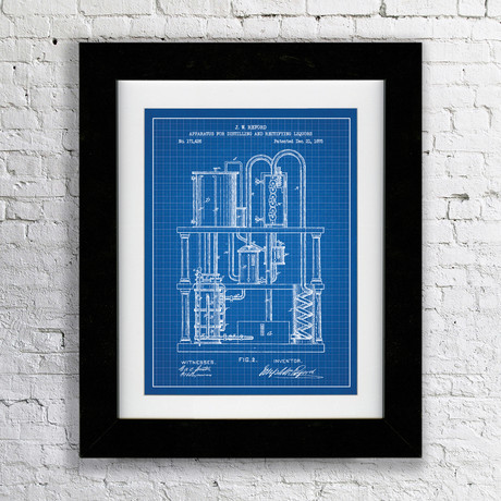 Apparatus for Distilling and Rectifying Liquors #2 // Blue Grid (11"W x 17"H x 0.75"D // Matted)