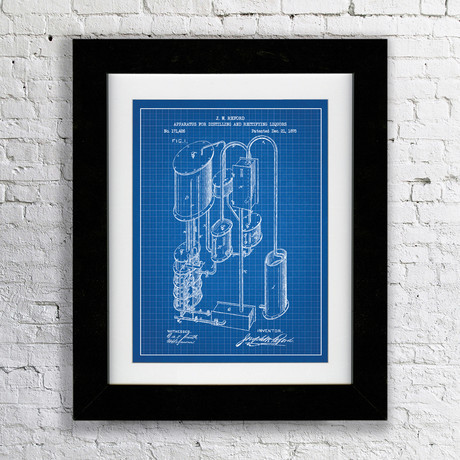 Apparatus for Distilling and Rectifying Liquors #1 // Blue Grid (11"W x 17"H x 0.75"D // Matted)