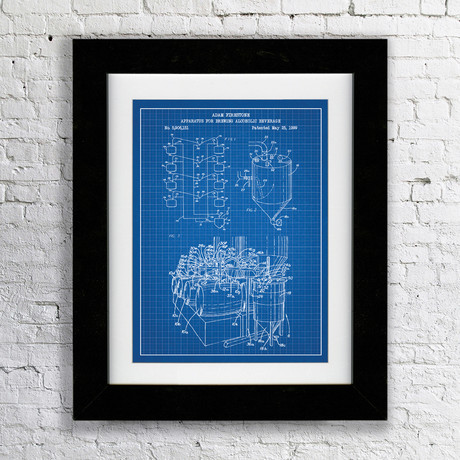 Apparatus for Brewing Alcoholic Beverages // Blue Grid (11"W x 17"H x 0.75"D // Matted)