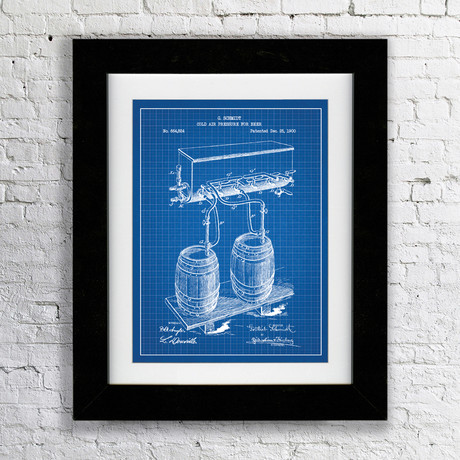 Cold Air Pressure for Beer // Blue Grid (11"W x 17"H x 0.75"D // Matted)