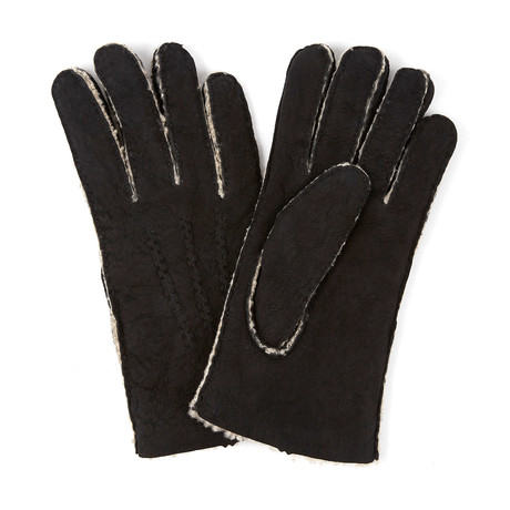 Shearling Gloves // Curly Lining // Black & White (Small)