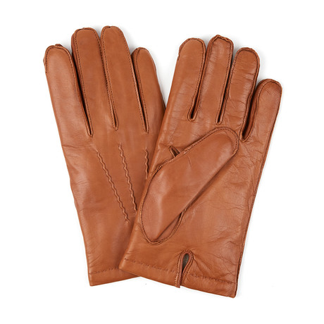 Nappa Gloves // Saddle Stitch Cashmere Lining // Made In Italy // Cognac (Medium)