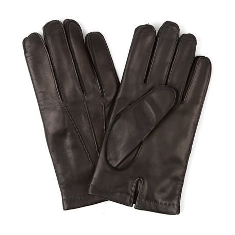 Nappa Gloves // Saddle Stitch Cashmere Lining // Made In Italy // Black (Medium)