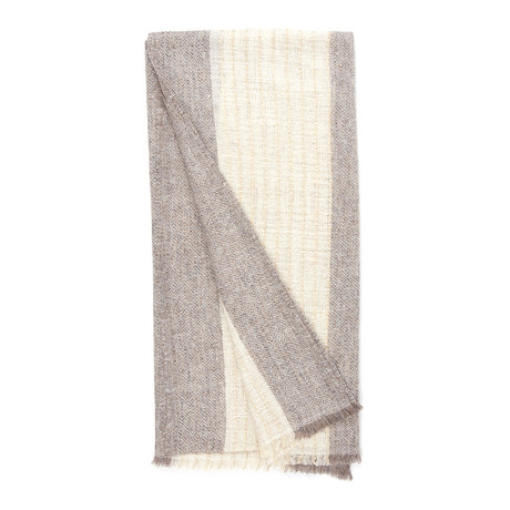 Merino Woven Scarf (Off White + Taupe + Brown + Black Mix)