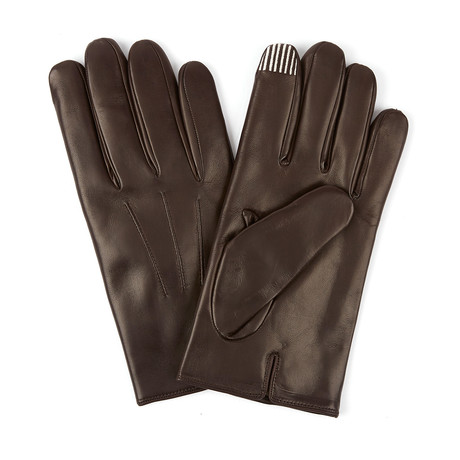 Nappa Glove // Conductive Thread Embroidery // Chocolate (Small)