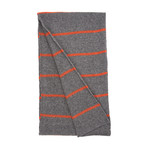 Cashmere Striped Scarf // 10" x 72" (Dark Heather Grey + Rust)
