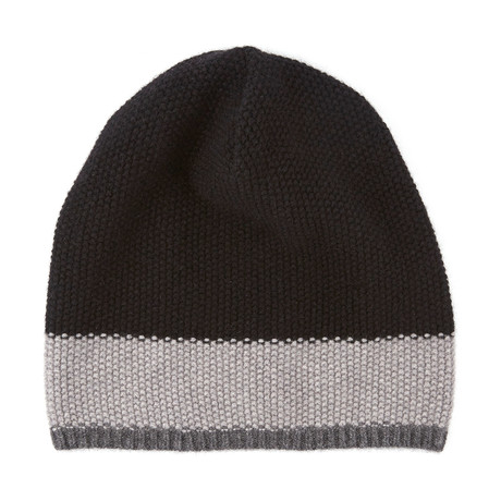 Cashmere Hat + Cuff // 4-Ply (Black + Light Grey)