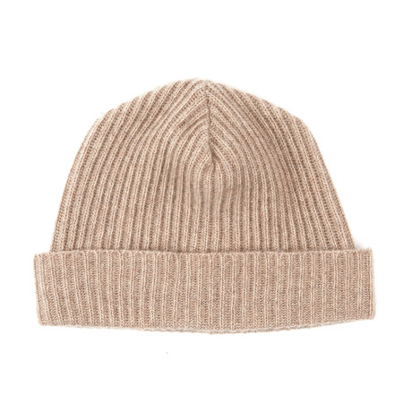 Cashmere Ribbed Hat + Folded Cuff (Nile Brown)