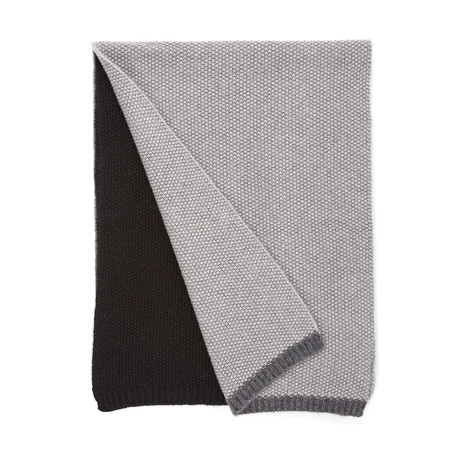 Cashmere Colorblock Scarf // 4-Ply (Black + Light Grey)