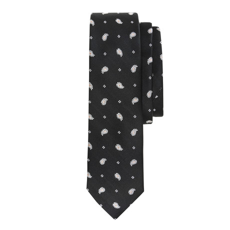 Black Mini Paisley Silk Tie // Black