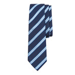 Smart Stripe Blue Silver Silk Tie // Navy