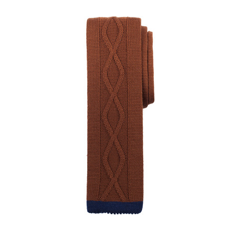 Center Line Cable Knit Wool Tie // Rust + Blue