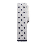 Flat Knit Silk Tie // White + Navy Dot