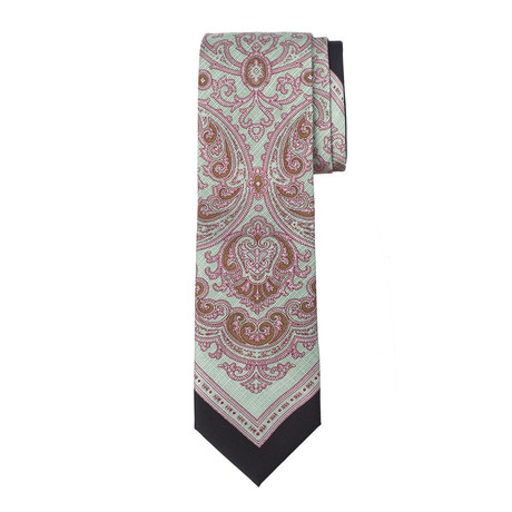 Silk Print Tie Floral // Green + Black