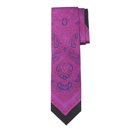 Silk Print Tie Floral // Fuchsia + Black