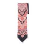 Silk Print Tie Floral Tapestry // Coral + Black