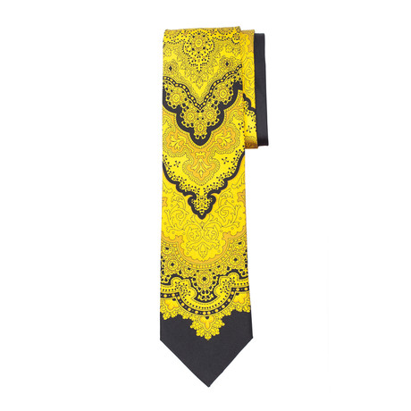 Silk Print Tie Floral Tapestry // Yellow + Black