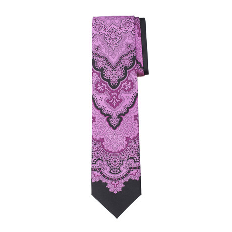 Silk Print Tie Floral Tapestry // Pink + Black