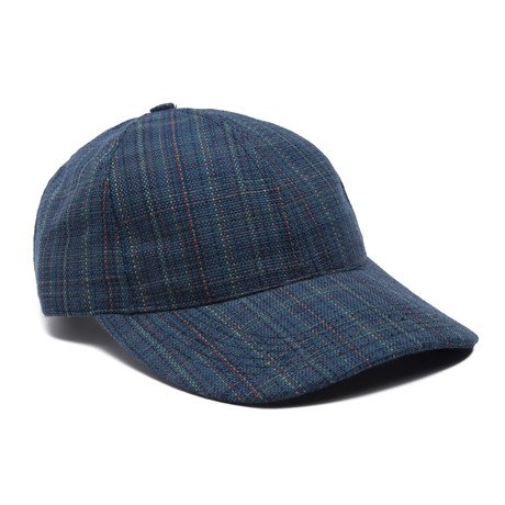 Tweed Plaid Baseball Cap // Blue