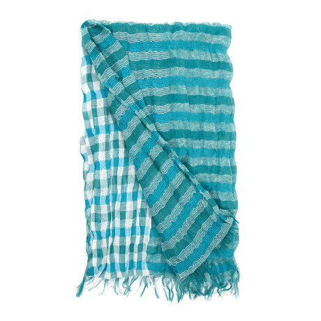 Sea Glass Plaid Scarf // Blue