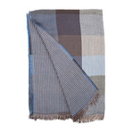 Double-Faced Buffalo + Mini Check Scarf // Black + Blue + Tan