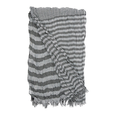 Crinkle Checks + Stripe Scarf // Black + White