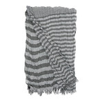 Crinkle Checks + Stripe Scarf // Black + White