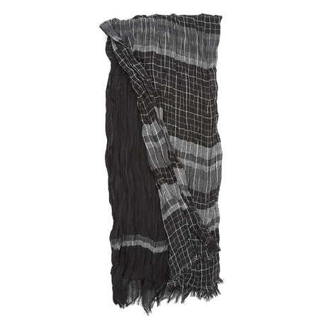 Crinkled + Mini Stripe Scarf // Black + Grey