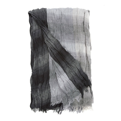 Crinkle + Frayed Scarf // Black + Grey