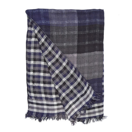 Buffalo Plaid Scarf // Black + Grey + Blue