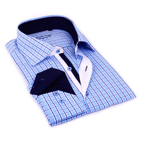 Gingham Dress Shirt // Blue (S)