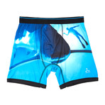 Shark Print Performance Boxer Brief // Blue (Small)